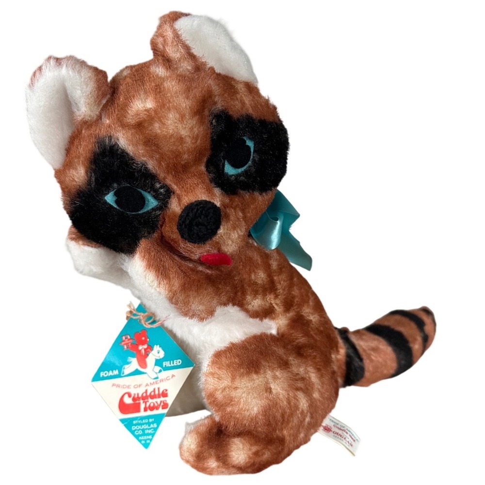 Vintage 1960s Douglas Cuddle Toys Raccoon Plush‎ Pride of America Tagged